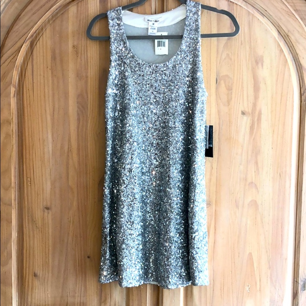 Alice+Olivia silver sequin dress